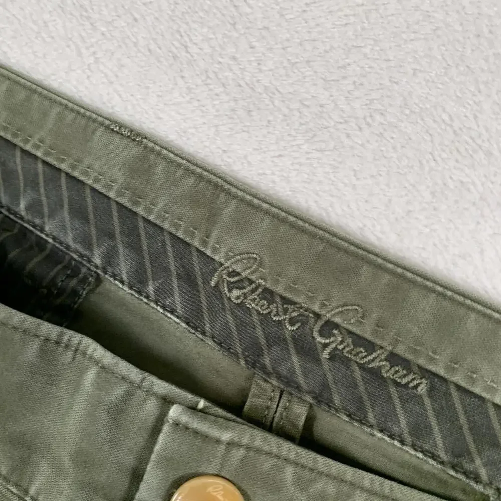 Robert Graham Shorts Mens 38 Olive Green Twill Mid Rise 9